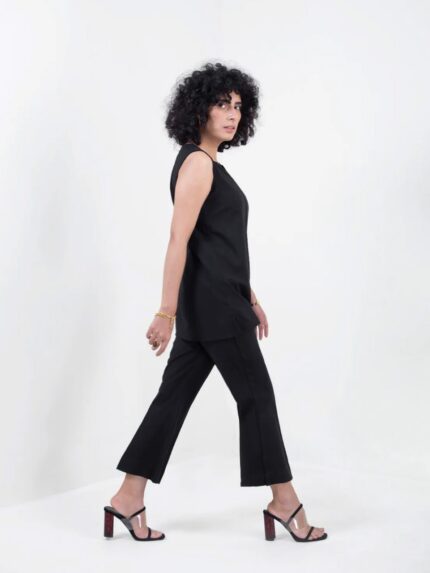 Women’s Black Sleeveless Tunic & Pants Co-Ord Set