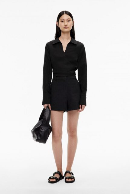 Black Smart Casual Co-Ord Set (Shirt + Shorts)