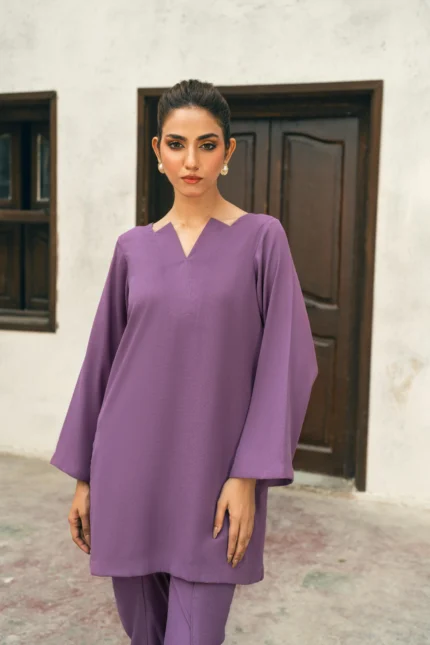 Minimal Lavender Relaxed Fit Co-Ord Set for Women