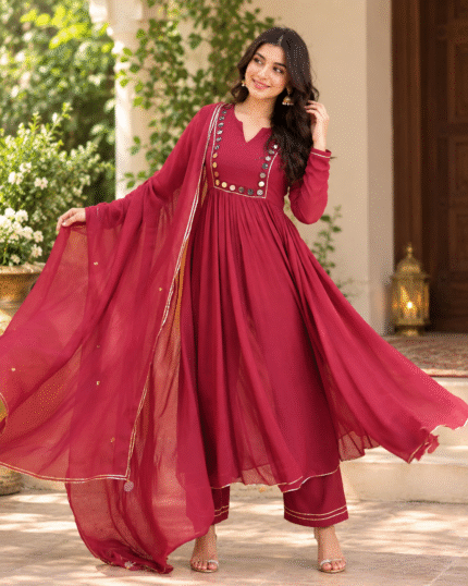 Ruby Grace Georgette Anarkali Suit with Soft Organza Dupatta